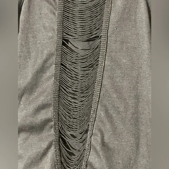 Social Misfits Indian Skull with Gold Tooth Fringe Split Back Tank Top Size Med - Picture 6 of 9